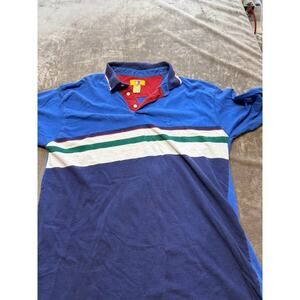 VTG Duck Head Shirt Mens XL Red‎ Blue Stripe Short Sleeve Polo Cotton